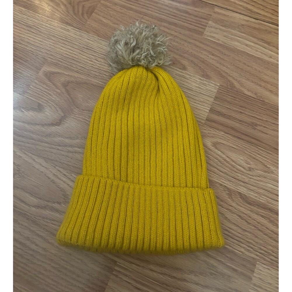 A New Day Yellow Pom Pom Beanie Hat